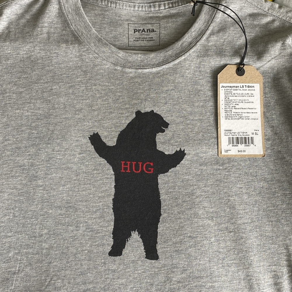 Men’s Prana New with Tags Bear Hug longs sleeve t-shirt